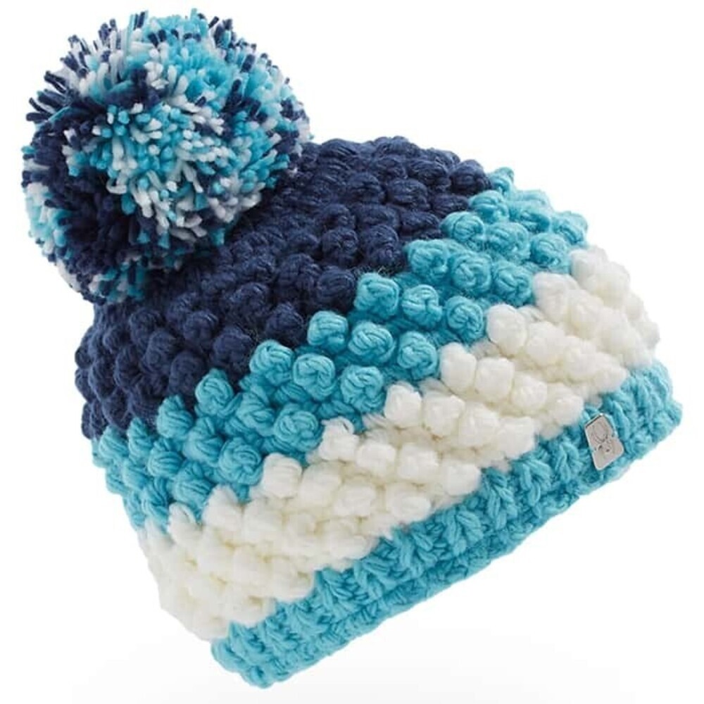 Spyder Brrr Berry Beanie Girls Bahama Blue Pom Fleece Lined Cozy Fuzzy ERK1483